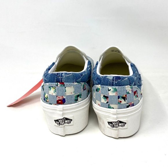 VANS Classic Slip On Shoes Women's Woven Denim Platform Canvas Blue VN0A7Q5RB12 - Picture 4 of 8